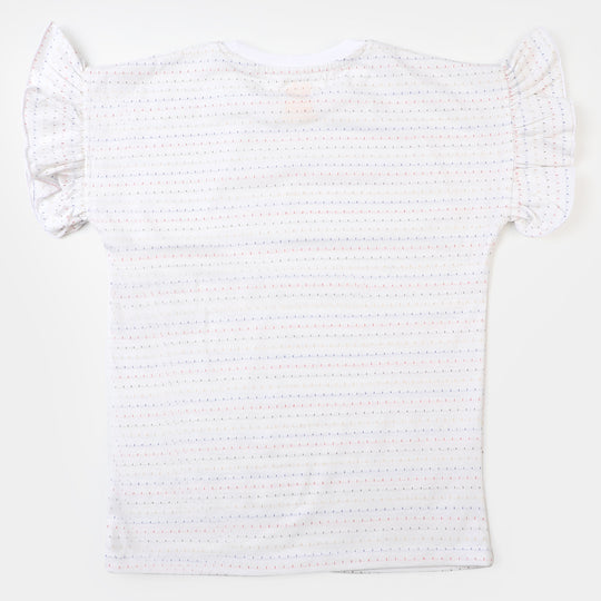 Girls Cotton T-Shirt Fancy - White