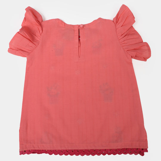 Infant Girls Jacquard EMB Kurti Friends - Peach