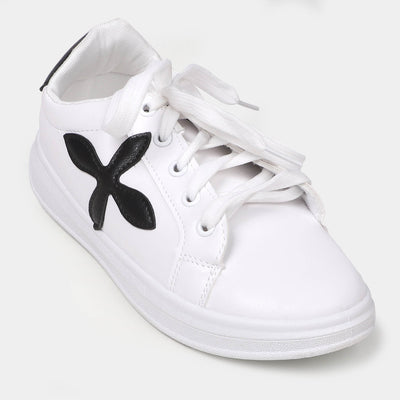 Teens Girls Sneakers Shoes W30 - White/BLACK