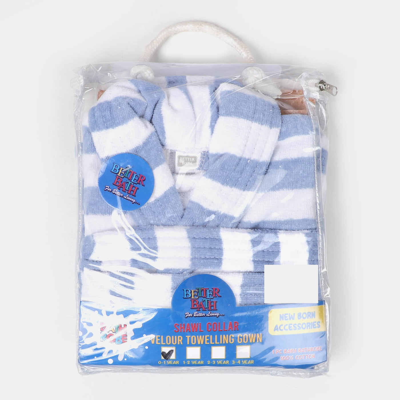 Kids Bathrobe Blue Stripe | 0-1 Years