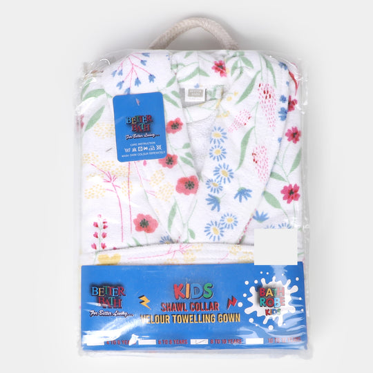 Kids Bathrobe Flower Printed Terry