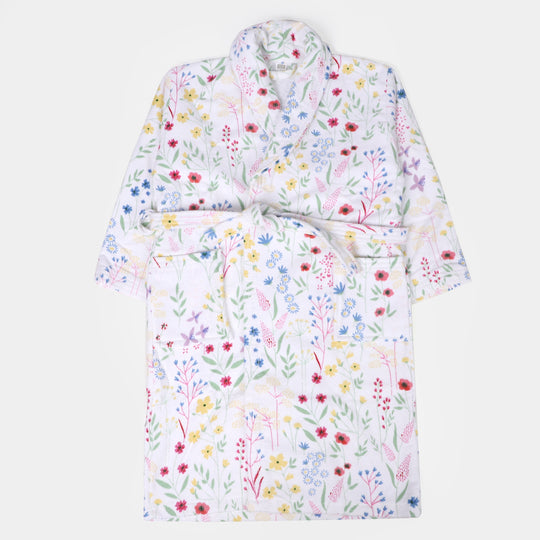 Kids Bathrobe Flower Printed Terry