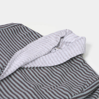 Kids Bathrobe Gray Stripe Printed