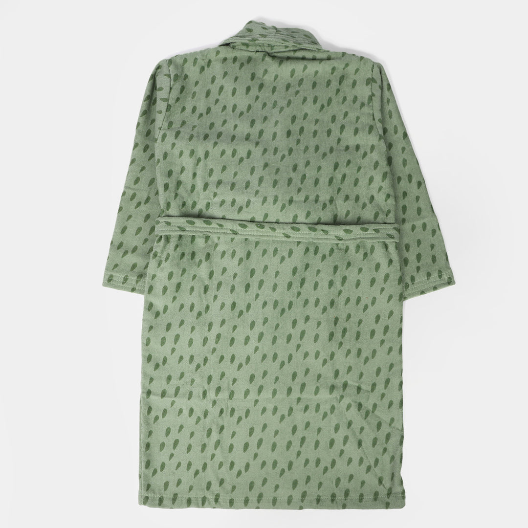 Kids Bathrobe Green Printed