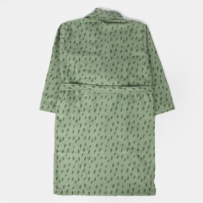 Kids Bathrobe Green Printed