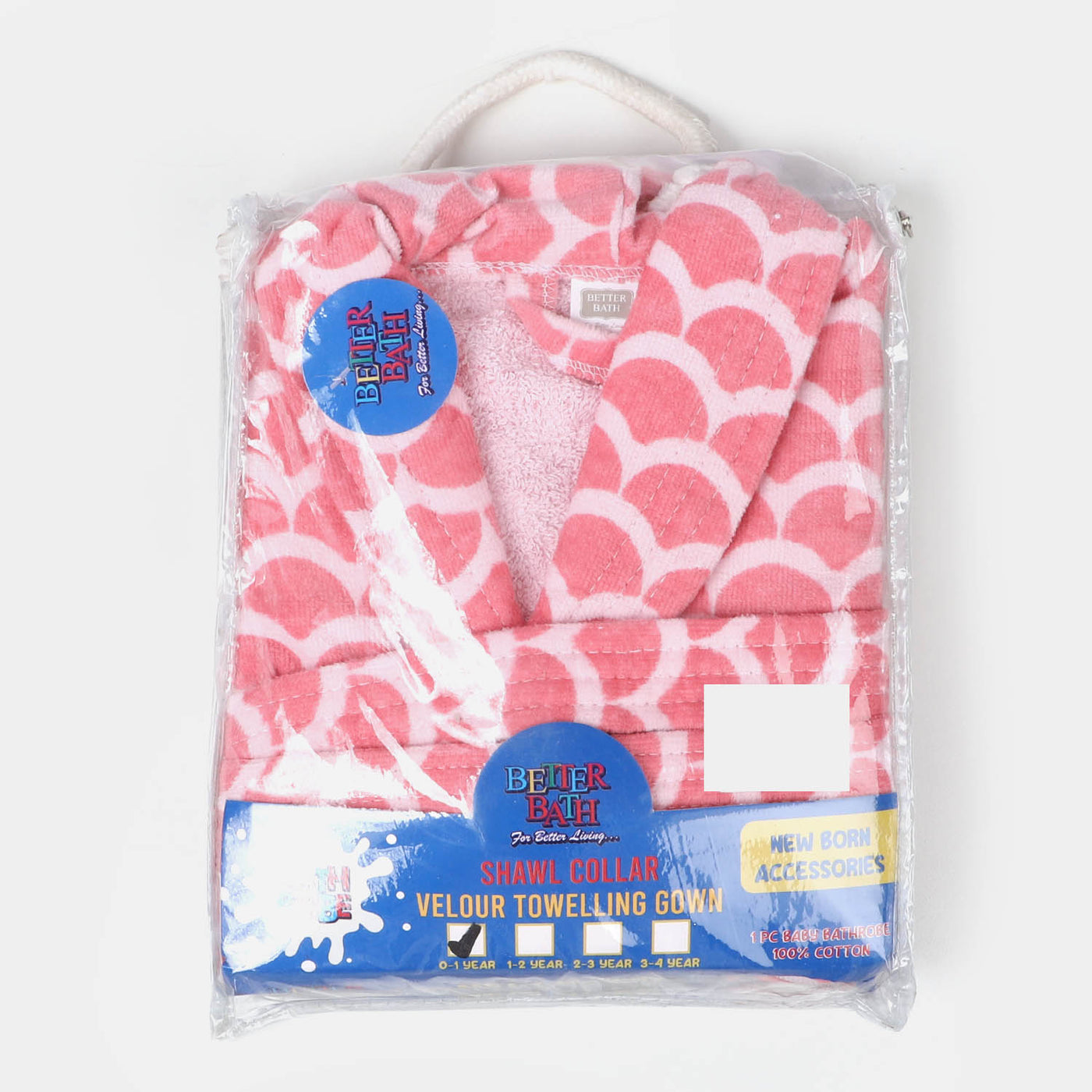 Kids Bathrobe Pink Printed 0-1Years