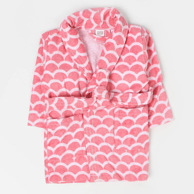 Kids Bathrobe Pink Printed 0-1Years