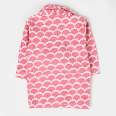 Kids Bathrobe Pink Printed 0-1Years