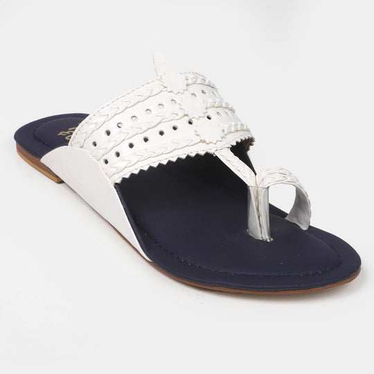 Teens Girls Slipper SL 55-3 - White/Navy
