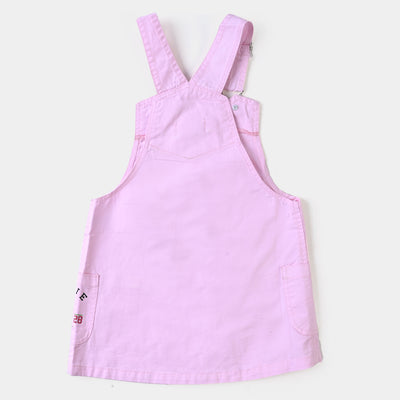 Infant Girls Cotton Over All Dress - Pink