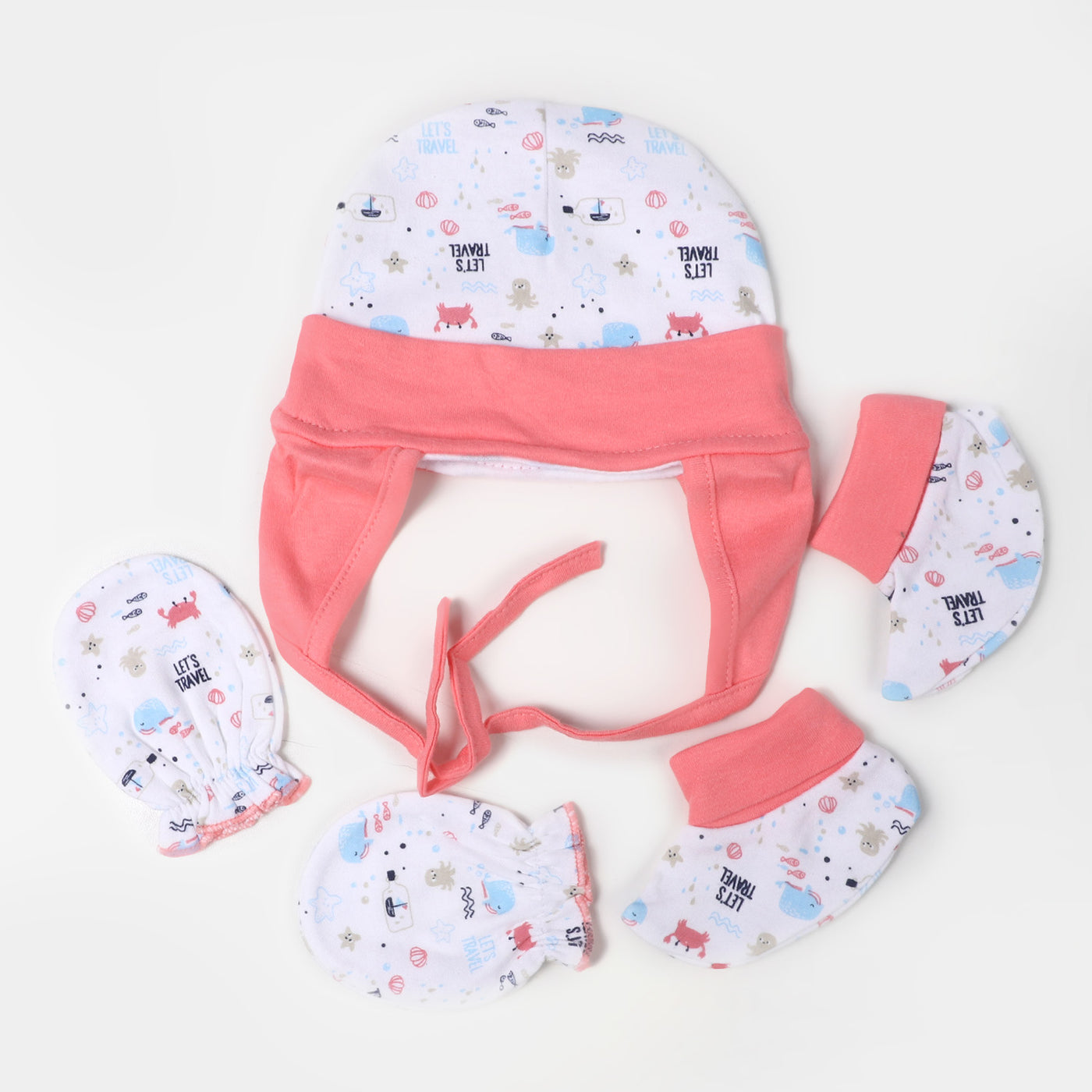 Baby Bonnet Cap,Mittens & Booties Set | 3-6Months