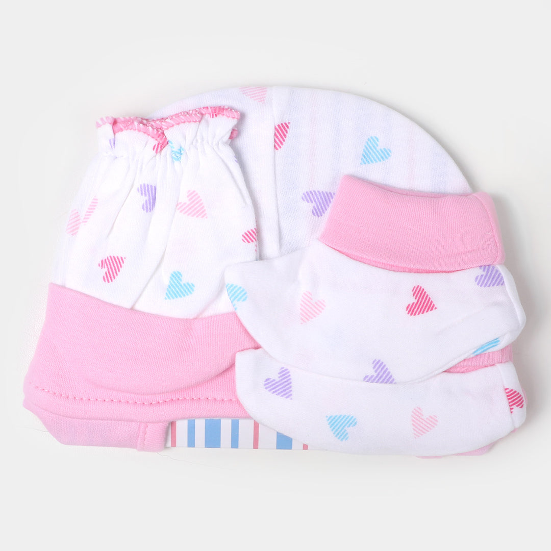 Baby Bonnet Cap,Mittens & Booties Set | 3-6Months
