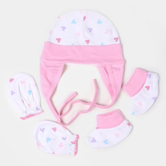 Baby Bonnet Cap,Mittens & Booties Set | 3-6Months
