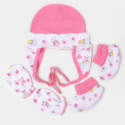 Baby Bonnet Cap,Mittens & Booties Set | 3-6Months