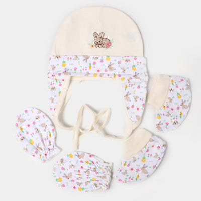 Baby Bonnet Cap,Mittens & Booties Set | 3-6Months