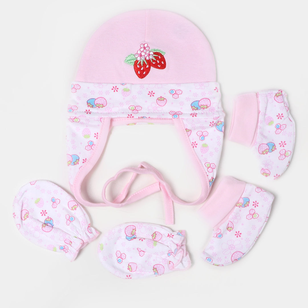 Baby Bonnet Cap,Mittens & Booties Set | 3-6Months