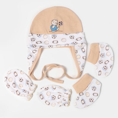 Baby Bonnet Cap,Mittens & Booties Set | 3-6Months