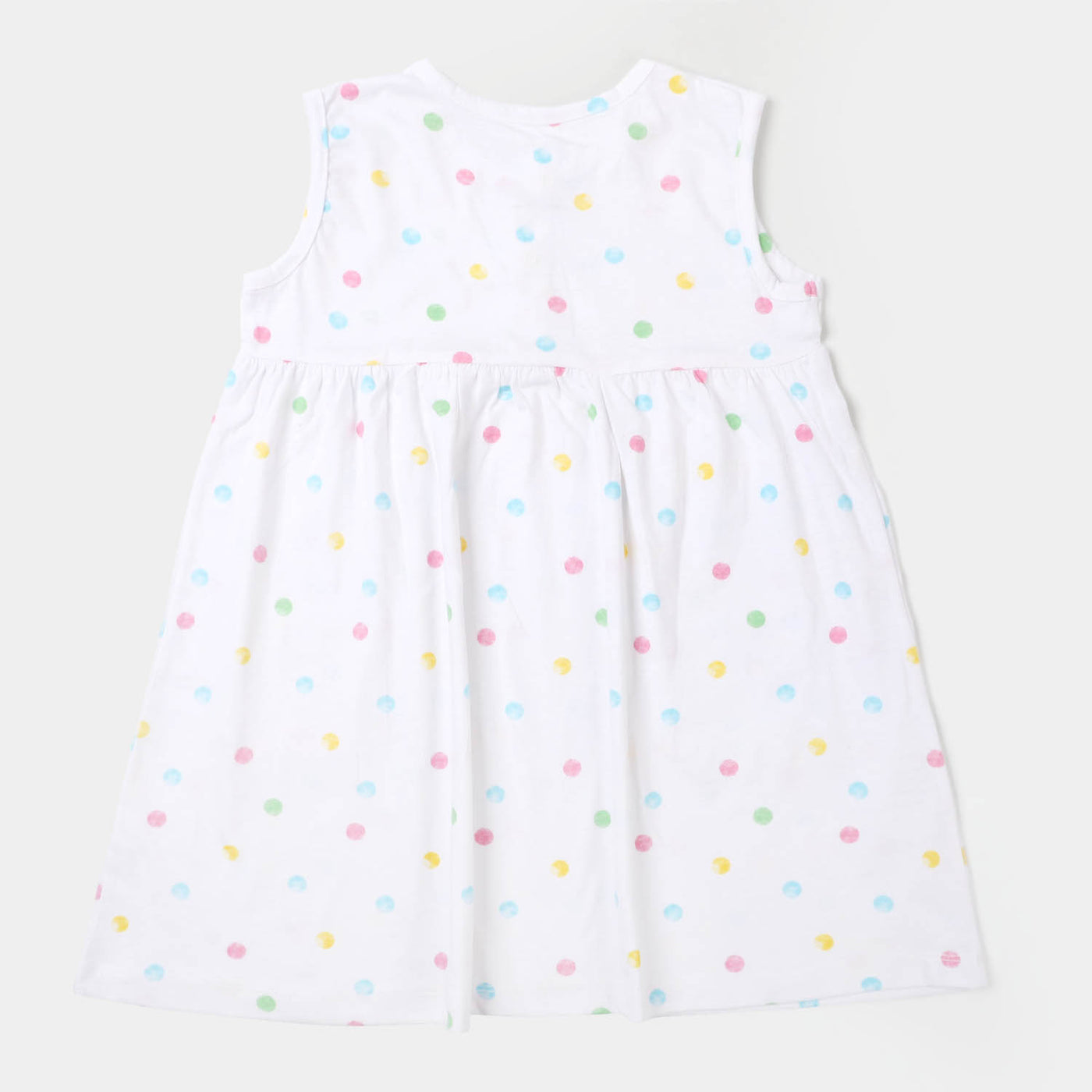 Girls Knitted Frock Polka Dots - B/White