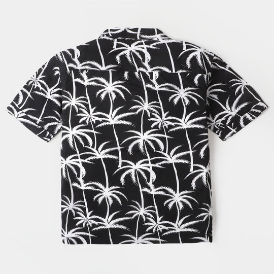 Boys Cotton Casual Shirt Palm - BLACK