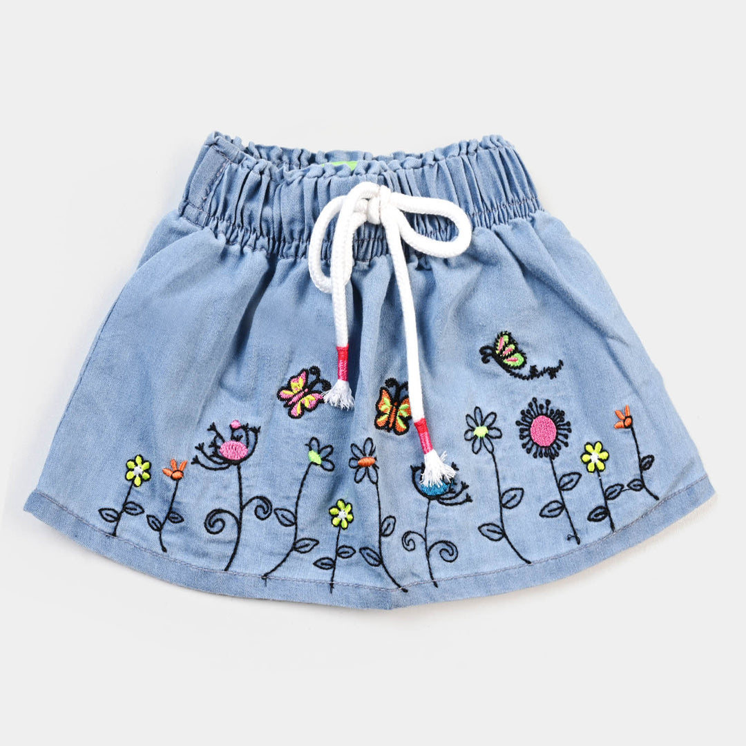 Infant Girls Denim Skirt Flower Butterfly - L.Blue