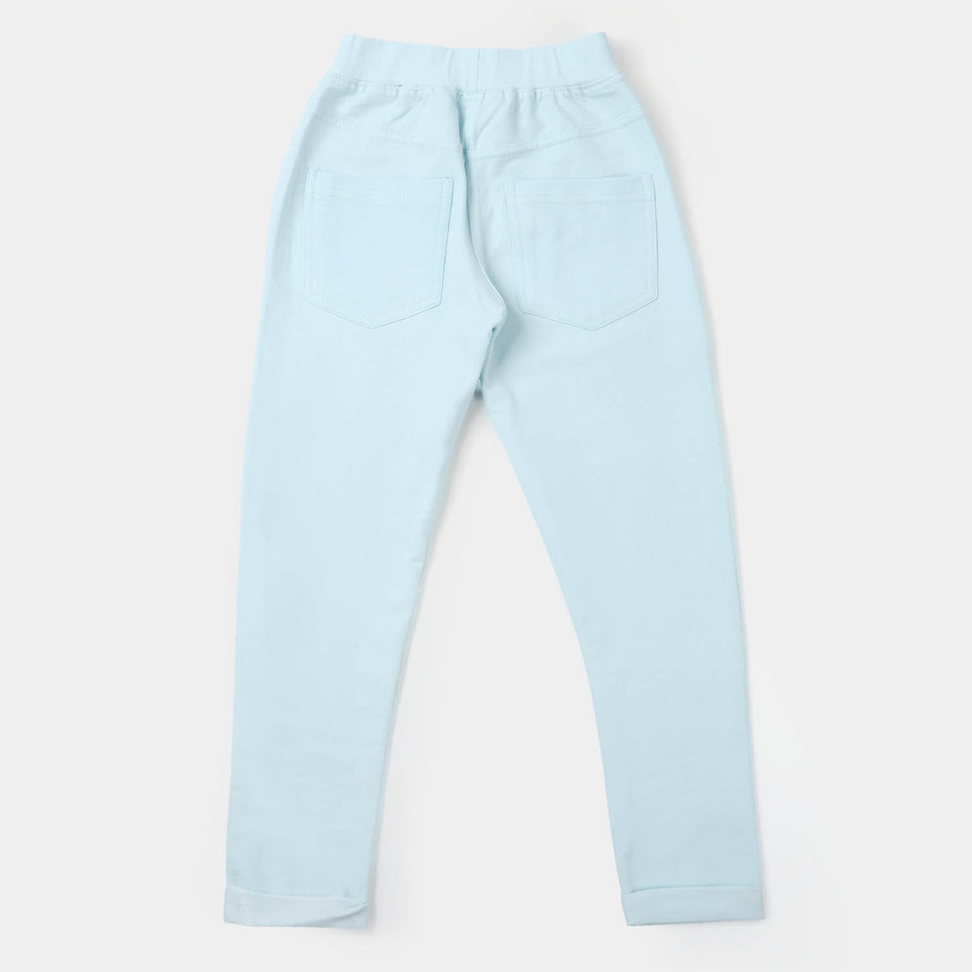 Girls Knitted Jeggings - Sky Blue