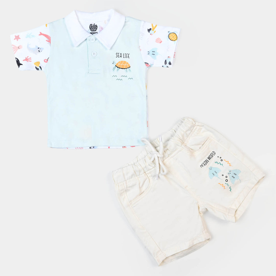 Infant Boys Cotton Suit Marine World - SKY BLUE