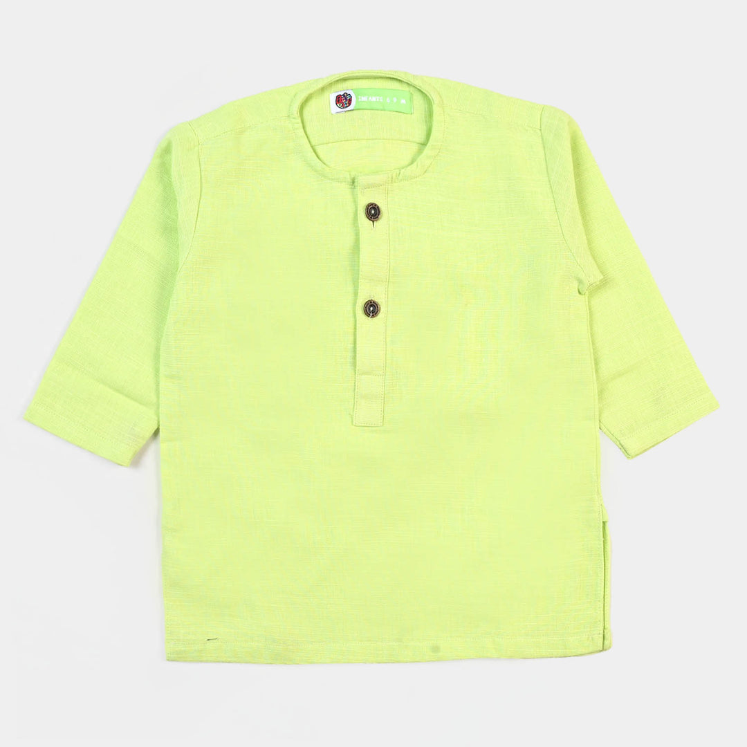 Infant Boys Cotton Basic Kurta - Green