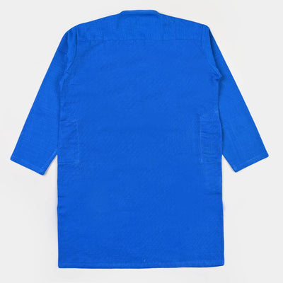 Boys Cotton Basic Kurta - Indigo Blue