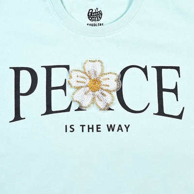 Girls Slub T-Shirt Peace - Sky Blue