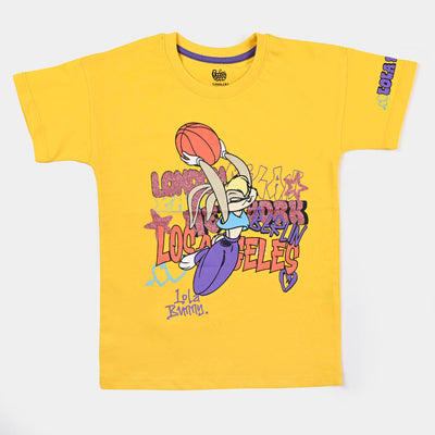 Girls Slub T-Shirt Character - Yellow