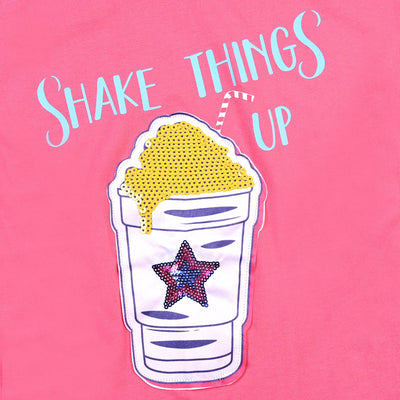 Girls Slub T-Shirt Shake Things - Hot Pink