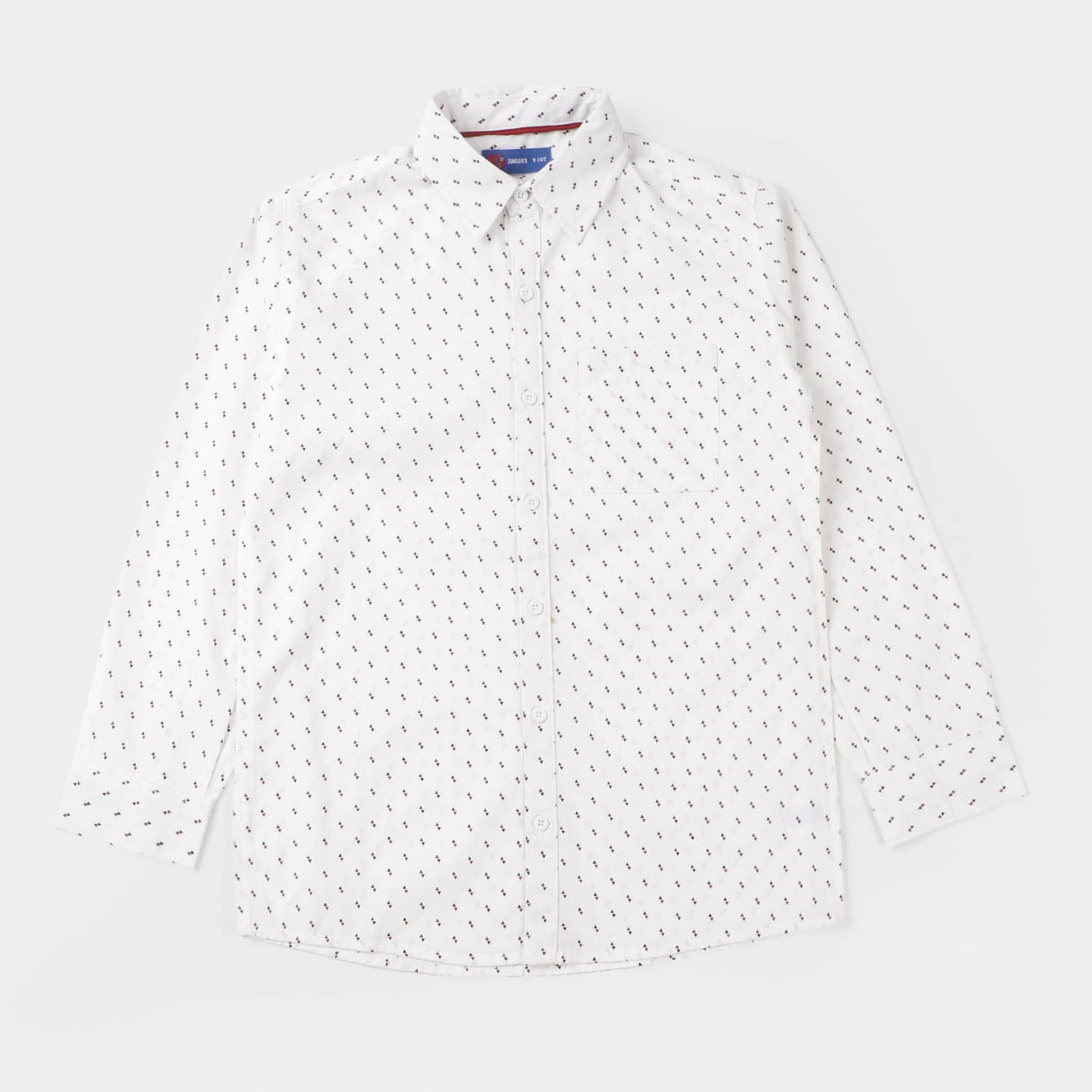 Boys Cotton Casual Shirt Triangles - White