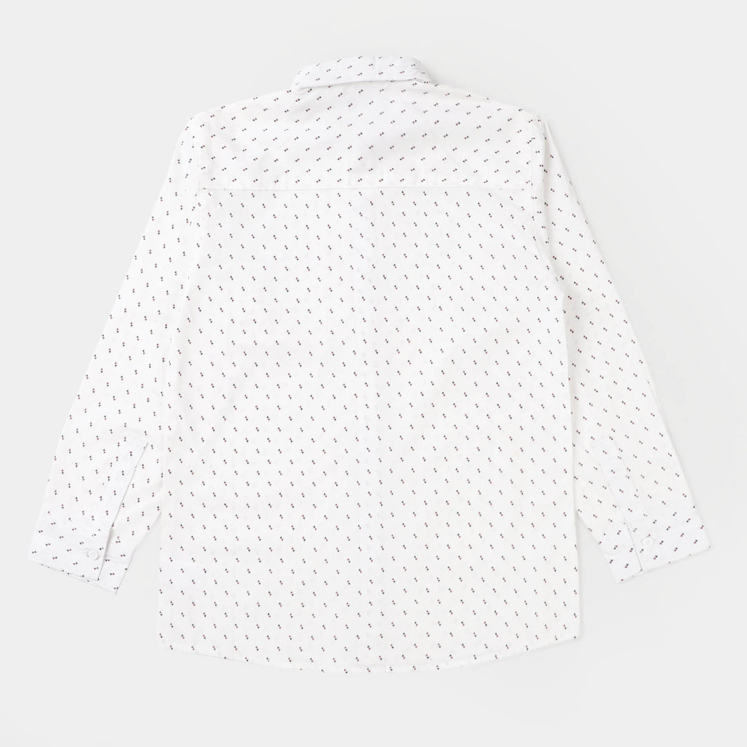 Boys Cotton Casual Shirt Triangles - White