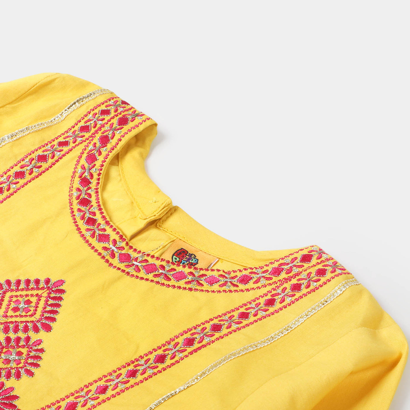 Girls Cotton 3PCs Suit Dil Naz - Yellow