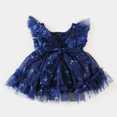 Infant Girls Fancy Frock Floral - Blue