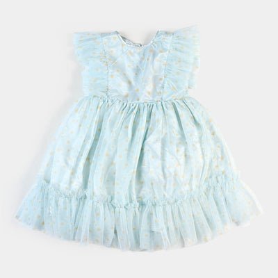 Girls Fancy Frock Floral - Mint