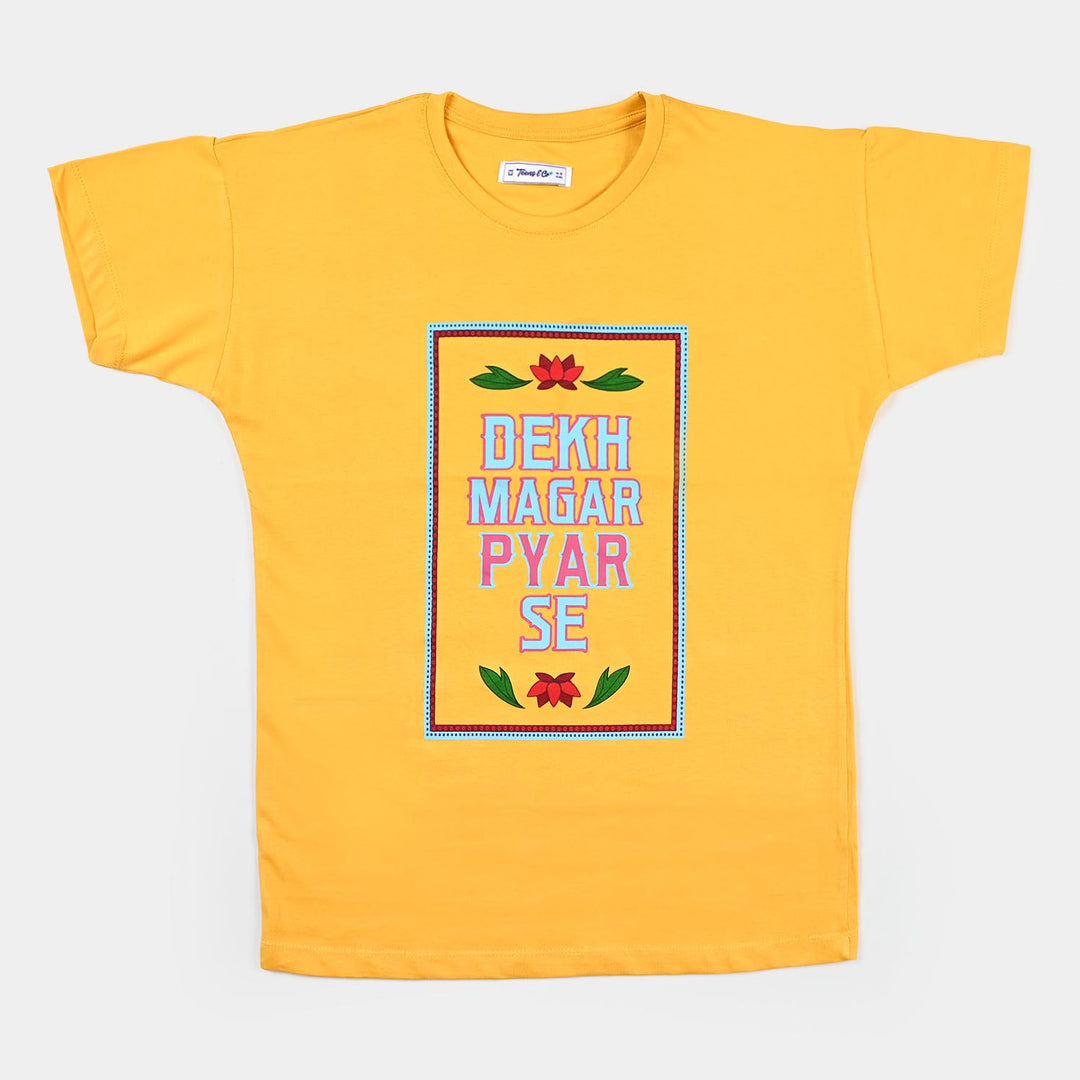 Teens Girls Cotton T-Shirt DMPS - Yellow