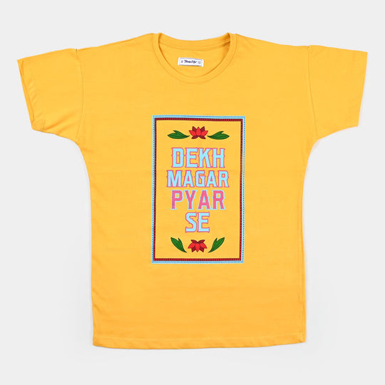 Teens Girls Cotton T-Shirt DMPS - Yellow