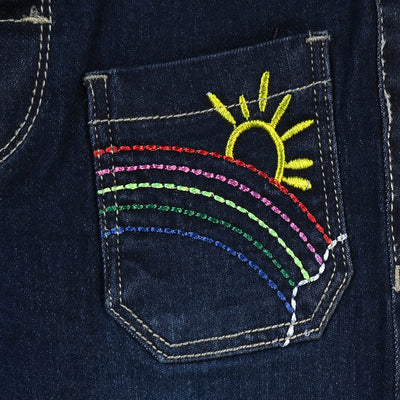 Infant Girls Denim Pant Rainbow - DARK BLUE