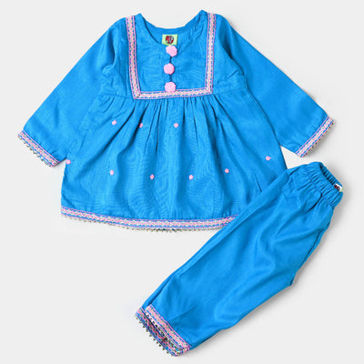 Infant Girls 2PCs Suit Charming  - Teal blue