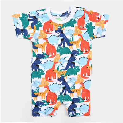 Infant Boys Knitted Romper Printed Dinosaur - White