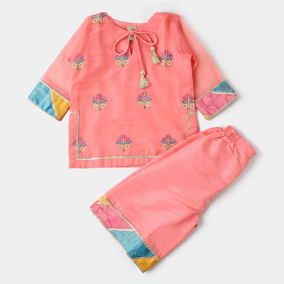 Infant Girls Viscose 2PCs Suit Chatta Patti - Peach