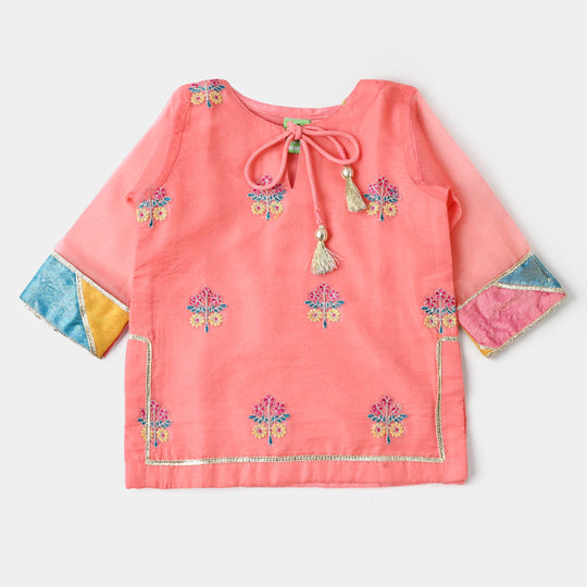 Infant Girls Viscose 2PCs Suit Chatta Patti - Peach