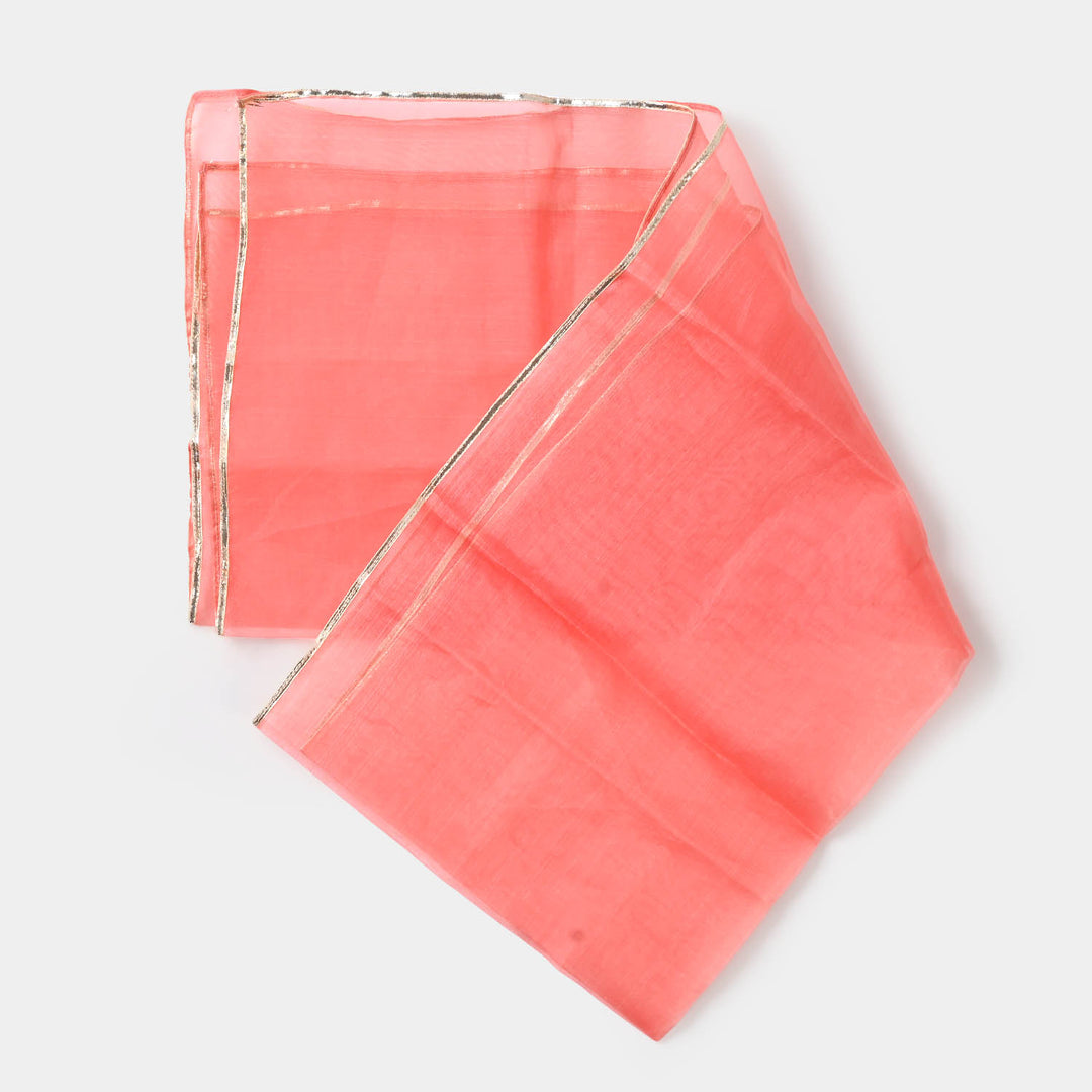 Girls Viscose 3PCs Suit Chatta Patti - Peach