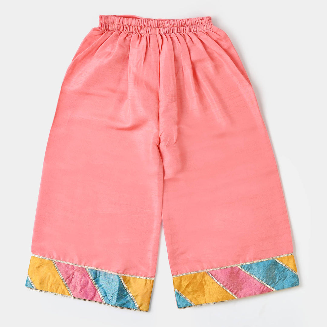 Girls Viscose 3PCs Suit Chatta Patti - Peach