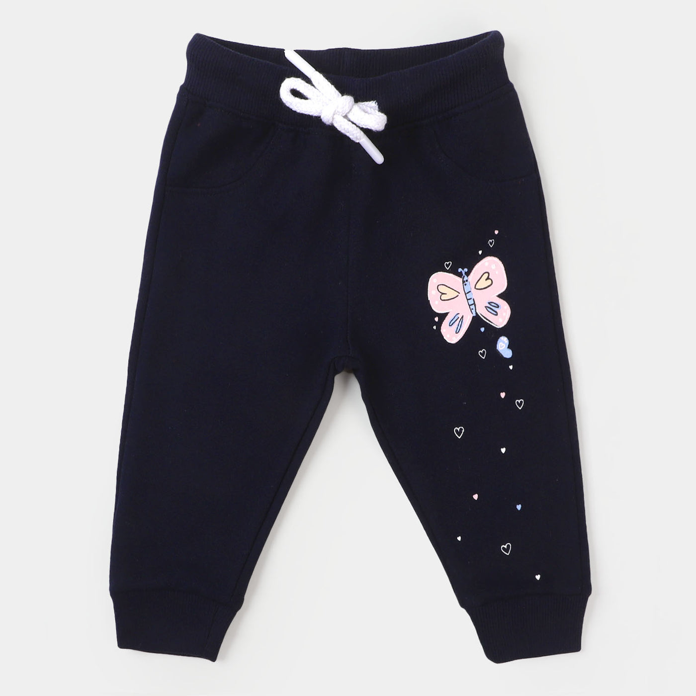 Infant Girls Terry Sleeping Pajama Butterfly - Navy Blue