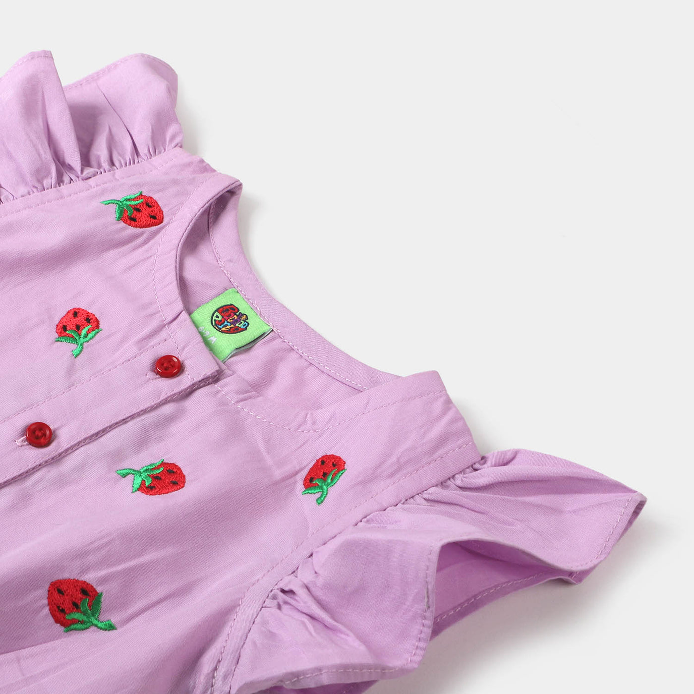 Infant Girls Cotton Embroidered Top Strawberry Fun