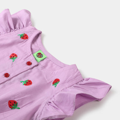 Infant Girls Cotton Embroidered Top Strawberry Fun