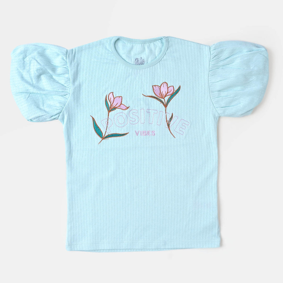 Girls Cotton T-Shirt Fancy - M Blue