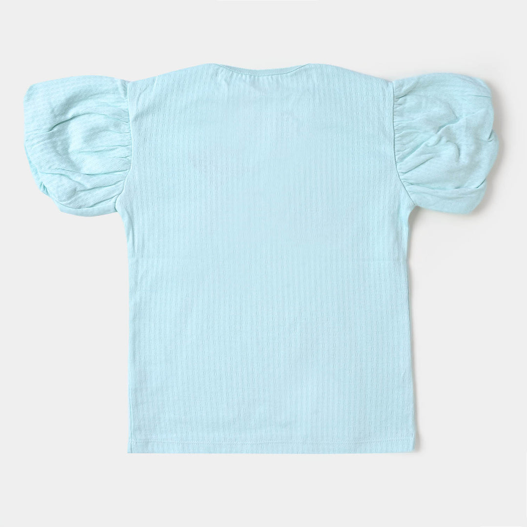 Girls Cotton T-Shirt Fancy - M Blue